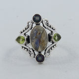 Labradorite Flashy Stone Designer Silver Rings