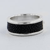 925 Silver Garnet Stingray Design Band Ring