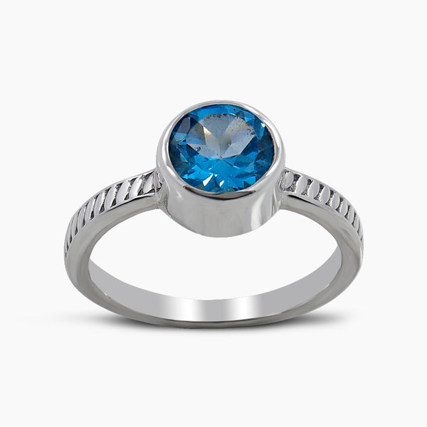 925 Sterling Silver Blue Topaz Rings