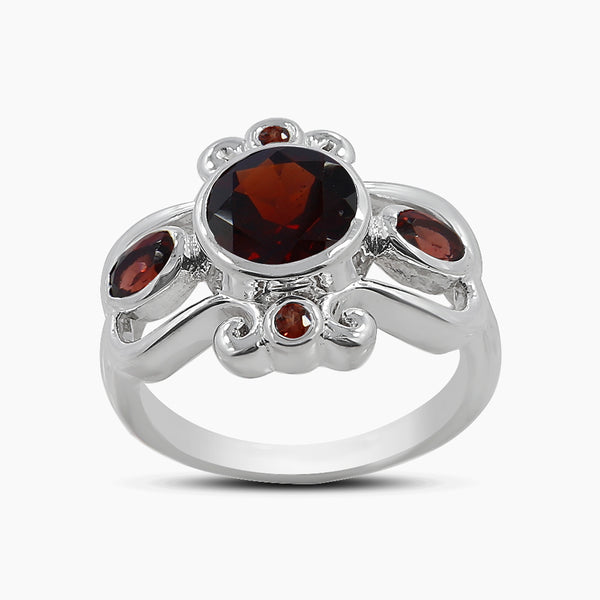 925 Silver Natural Garnet Rings