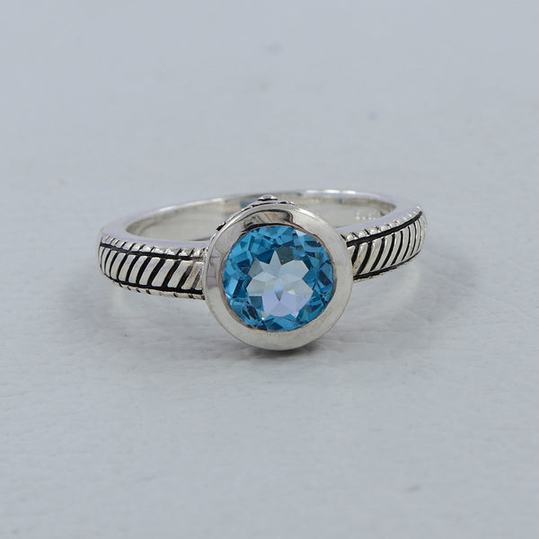 Blue Topaz Silver Rings
