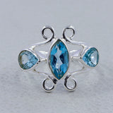 Natural Blue Topaz Sterling Silver Rings