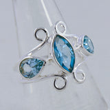 Natural Blue Topaz Sterling Silver Rings