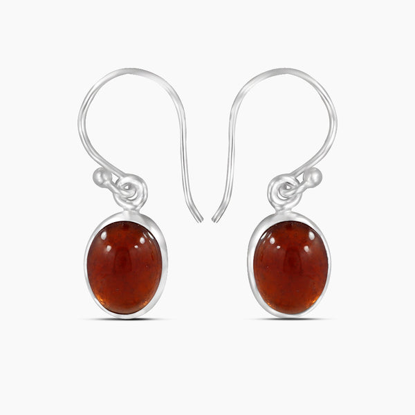 Hessonite Silver Earrings