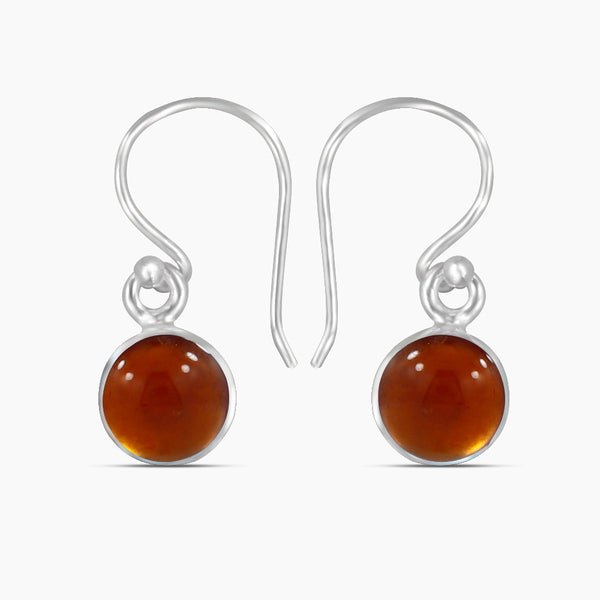 Hessonite Silver Earrings