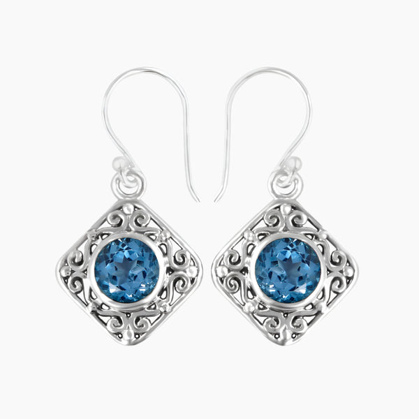 Blue Topaz Silver Earrings