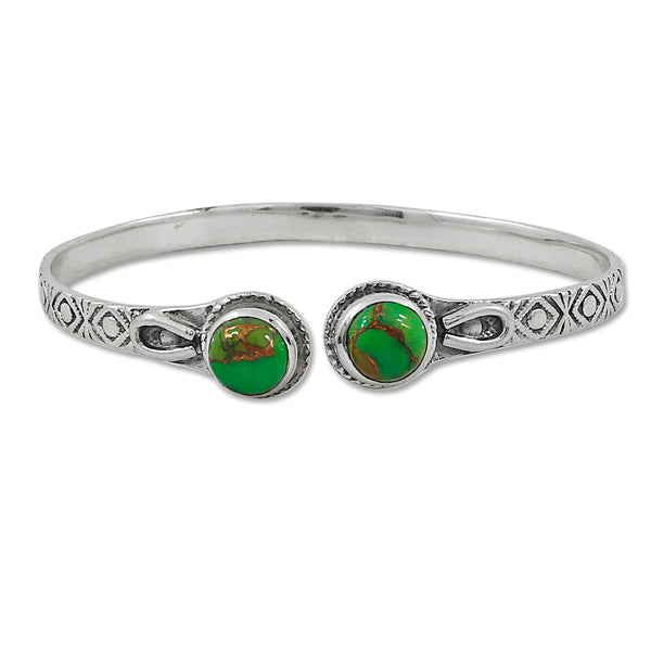 Green Copper Turquoise Silver Bangles