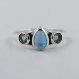 Blue Topaz Cabochon Silver Ring