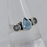 Blue Topaz Cabochon Silver Ring