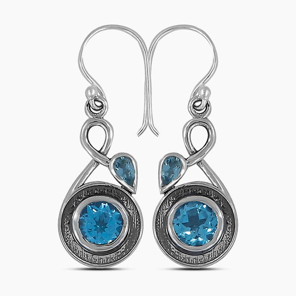 Blue Topaz Silver Earrings