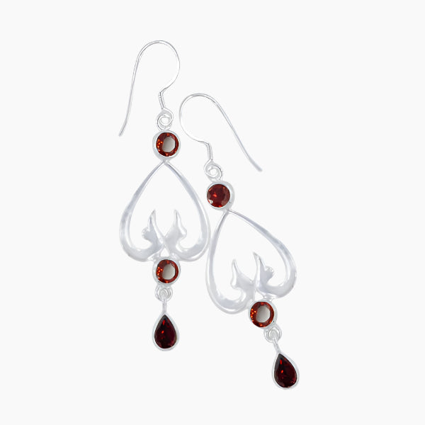925 Sterling Silver Garnet Earrings