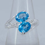 Natural Blue Topaz Silver Rings