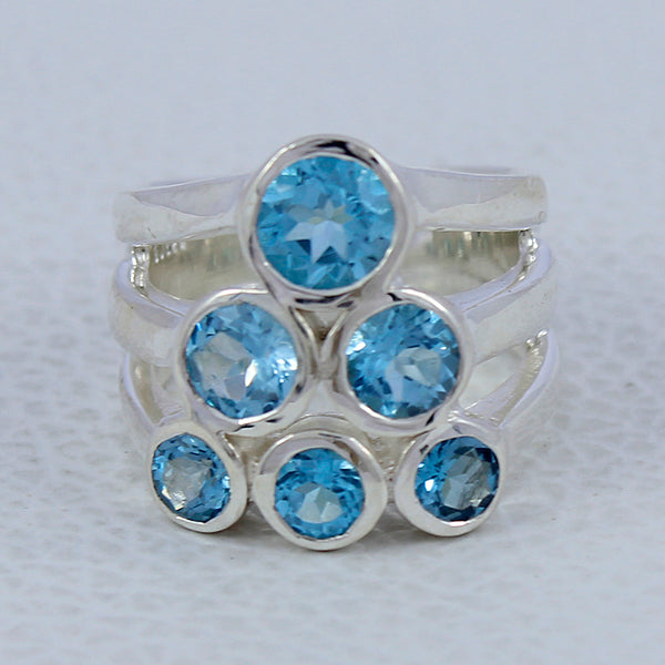 Blue Topaz Silver Rings