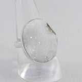 Rainbow White Druzy Silver Rings