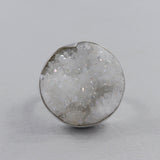 Rainbow White Druzy Silver Rings