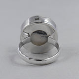 Rainbow White Druzy Silver Rings