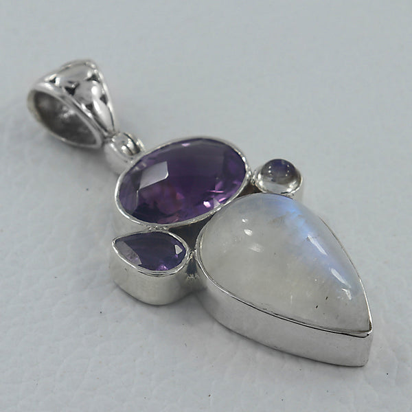 Rainbow Moonstone Silver Pendants