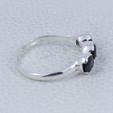 Natural Black Spinel Silver Rings