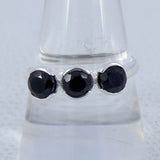 Natural Black Spinel Silver Rings