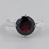 Natural Garnet Silver Rings