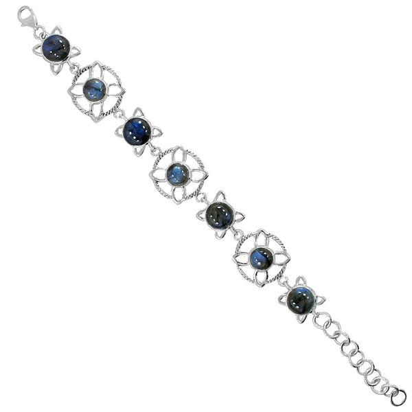 Larimar & Rainbow Moonstone Silver Bracelets