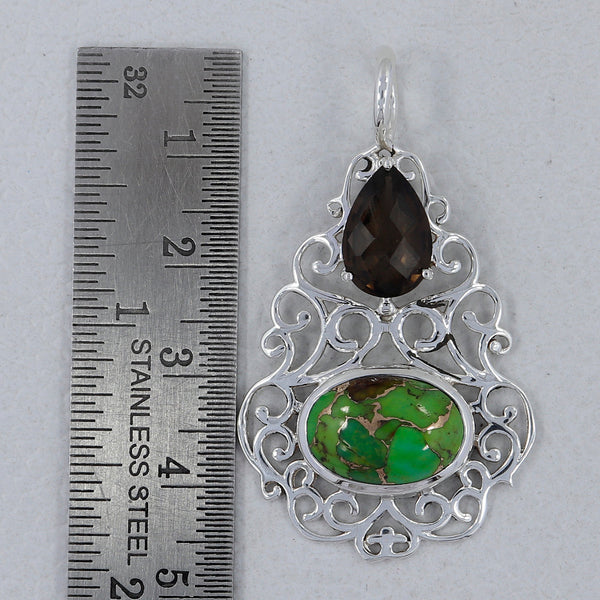 Green Copper Turquoise Silver Pendants