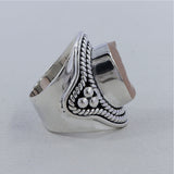 Natural Pink Rose Quartz Silver Ring