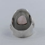 Natural Pink Rose Quartz Silver Ring