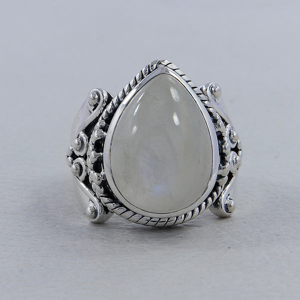 Rainbow Moonstone Silver Rings