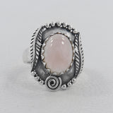 Natural Rose Quartz Silver Rings