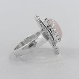 Natural Rose Quartz Silver Rings