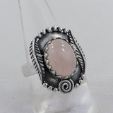 Natural Rose Quartz Silver Rings