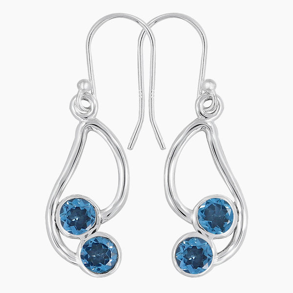 925 Silver Blue Topaz Earring