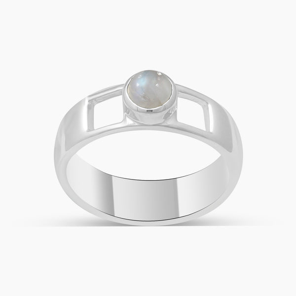 Rainbow Moonstone Silver Rings
