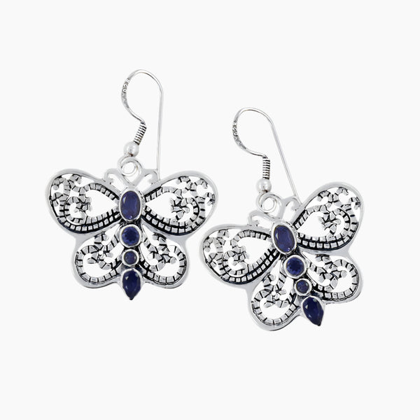 925 Silver Iolite Butterfly Earrings