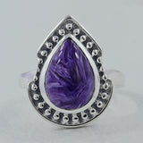 925 Sterling Silver Charoite Ring