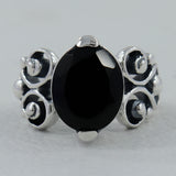 Natural Black Onyx Silver Rings