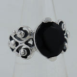 Natural Black Onyx Silver Rings