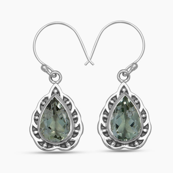 Green Amethyst Silver Earrings