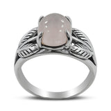 Natural Rose Quartz Silver Rings