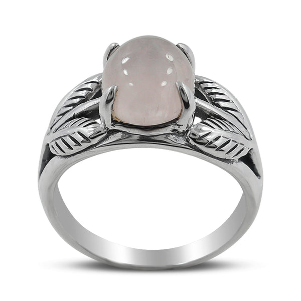 Natural Rose Quartz Silver Rings