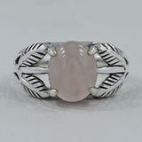 Natural Rose Quartz Silver Rings