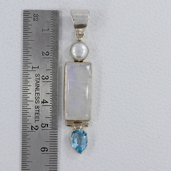 Rainbow Moonstone Silver Pendants