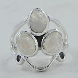 Larimar Three Stone Silver Rings