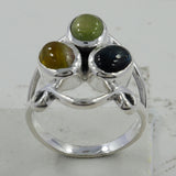 Larimar Three Stone Silver Rings