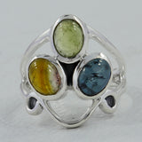 Larimar Three Stone Silver Rings
