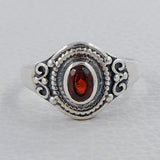 Natural Garnet Silver Rings