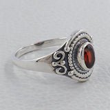 Natural Garnet Silver Rings