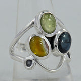 Larimar Three Stone Silver Rings