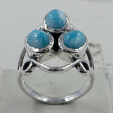 Larimar Three Stone Silver Rings